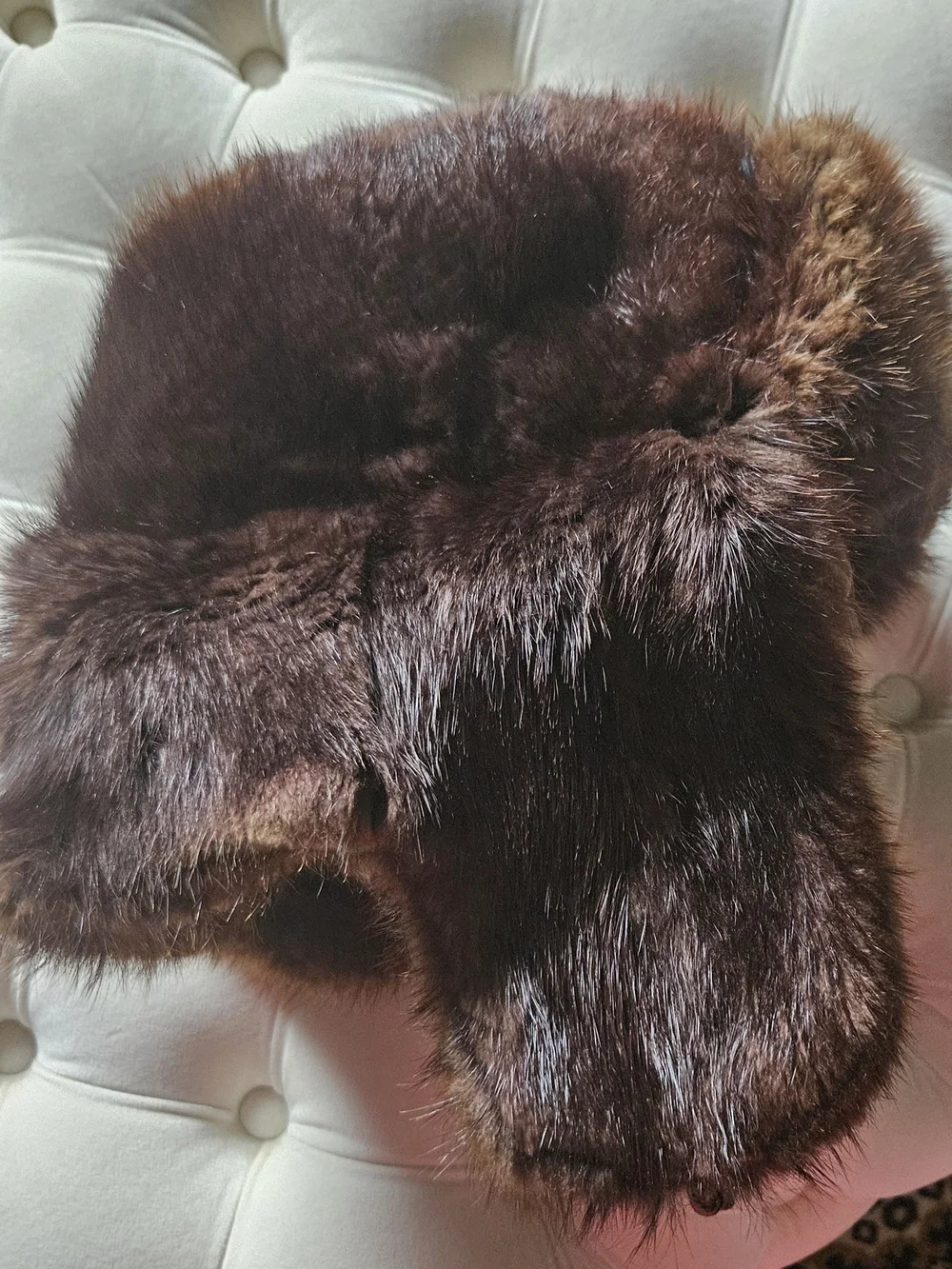 Geunine Fur Man's Winter Hat, Vintage, Brown Color
